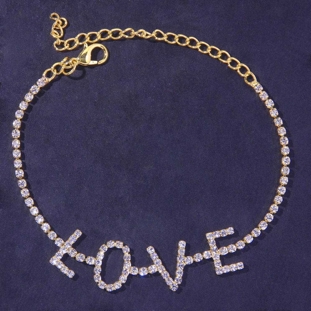 Title 4, Letter Anklet LOVE Rhinestone Anklet