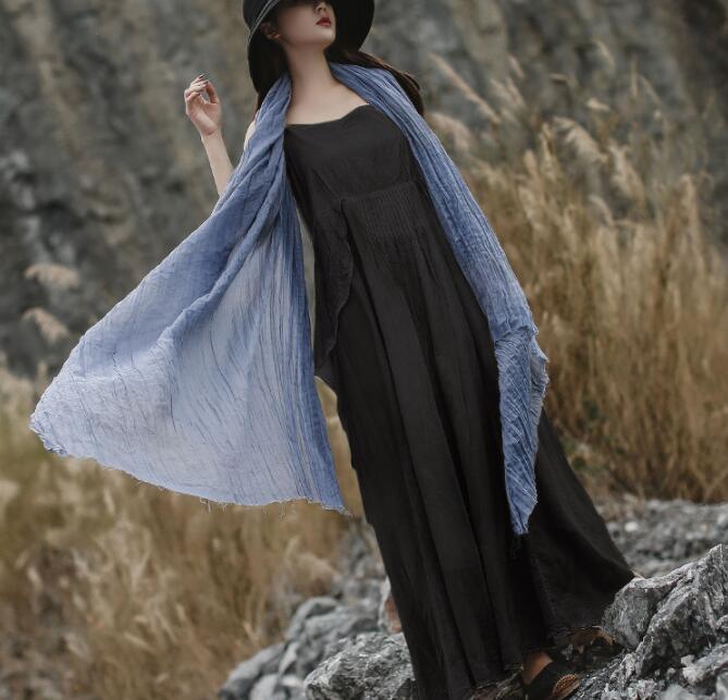 Cotton And Linen Women's Elegant Spray-dyed Sling Dress