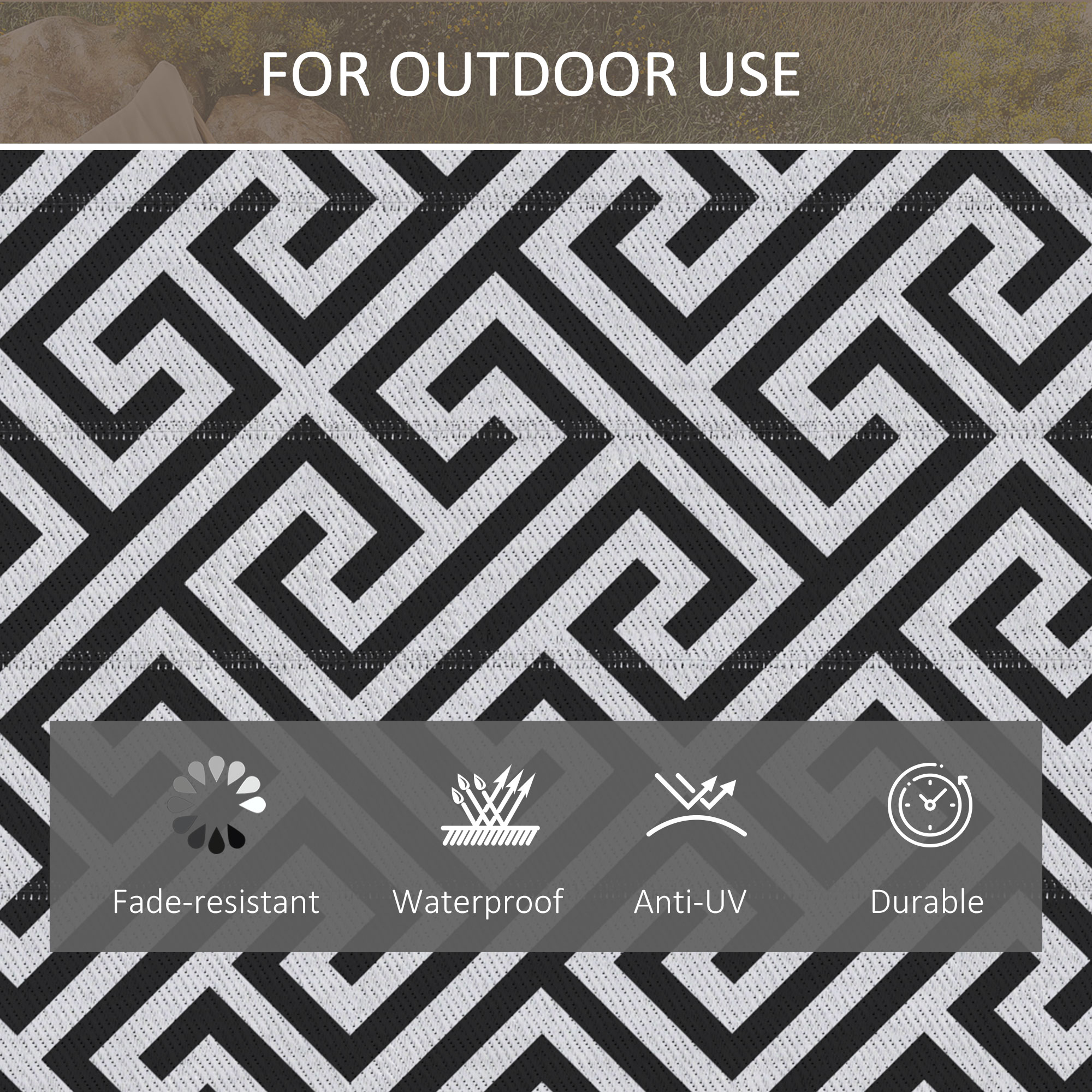 Outdoor Double-sided Plastic Grass Mat, Portable RV Camping Suitable — image 3
