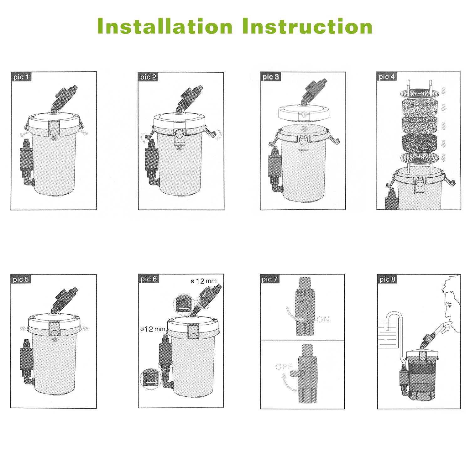1Pc 3-Stage External Canister Filter For 28 Gallon Aquarium Fish Tank 105gph 6W Easy Installation Silent