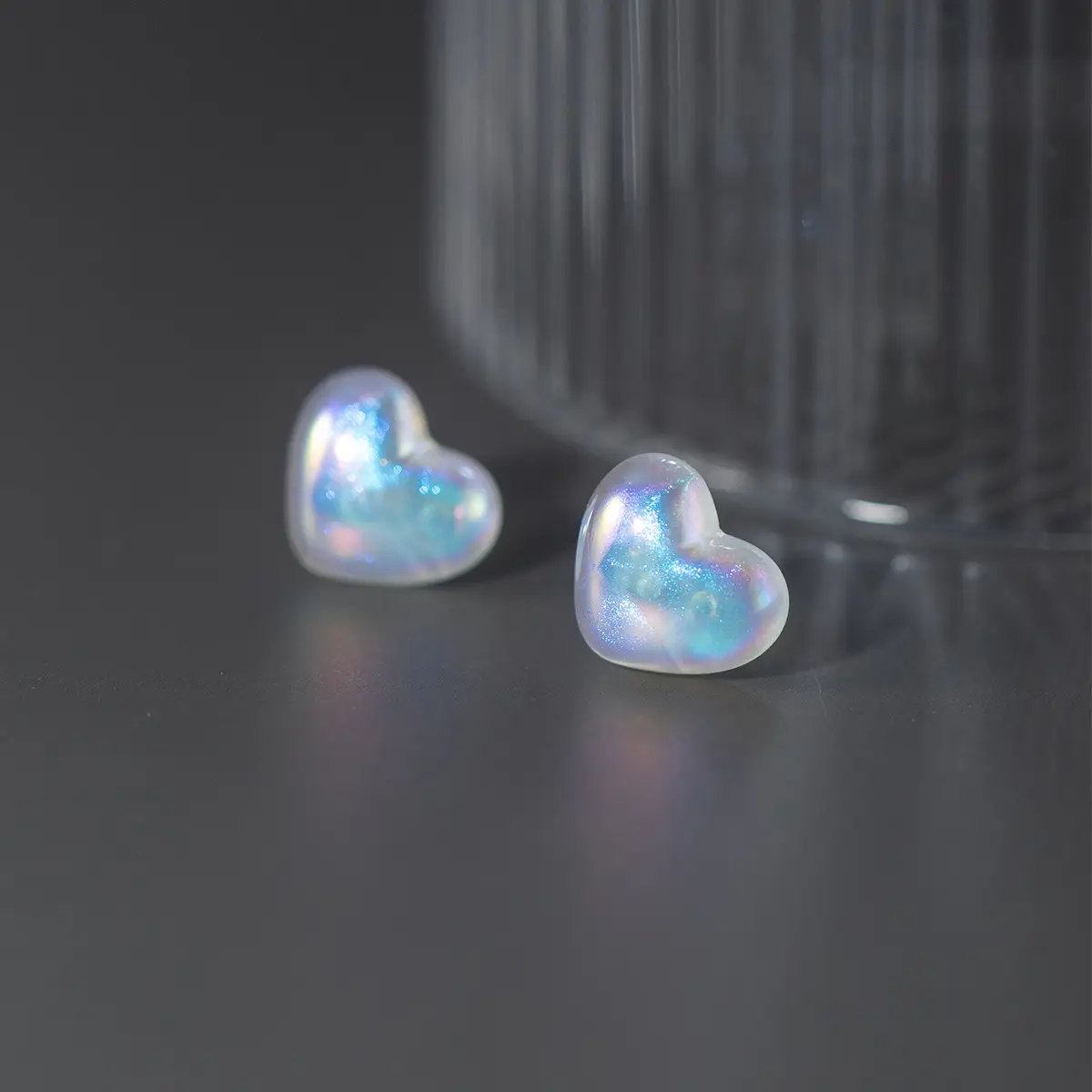 Stud Earrings Color Heart Shape Personality Jewelry