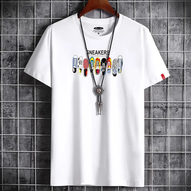 New Round Neck Cotton Loose Large Size Men's Style Blouse White - Shop at LoveMi