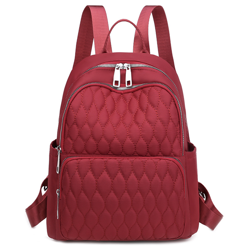 Lingge Embroidery Thread Large capacity Waterproof Travel Backpack Red - Shop at LoveMi