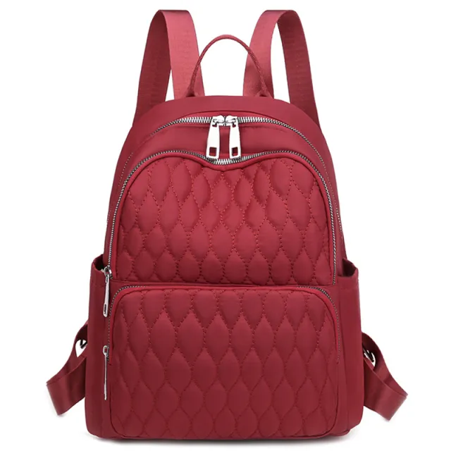 Lingge Embroidery Thread Large capacity Waterproof Travel Backpack Red - Shop at LoveMi