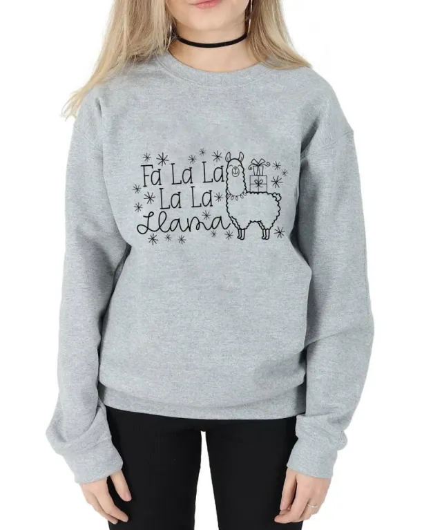Christmas Casual Round Neck Long Sleeve Sweater Grey - Shop at LoveMi