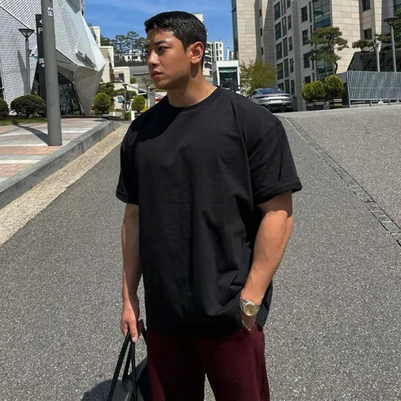 Loose Solid Color Light Board Drop Shoulder Short-sleeved T-shirt