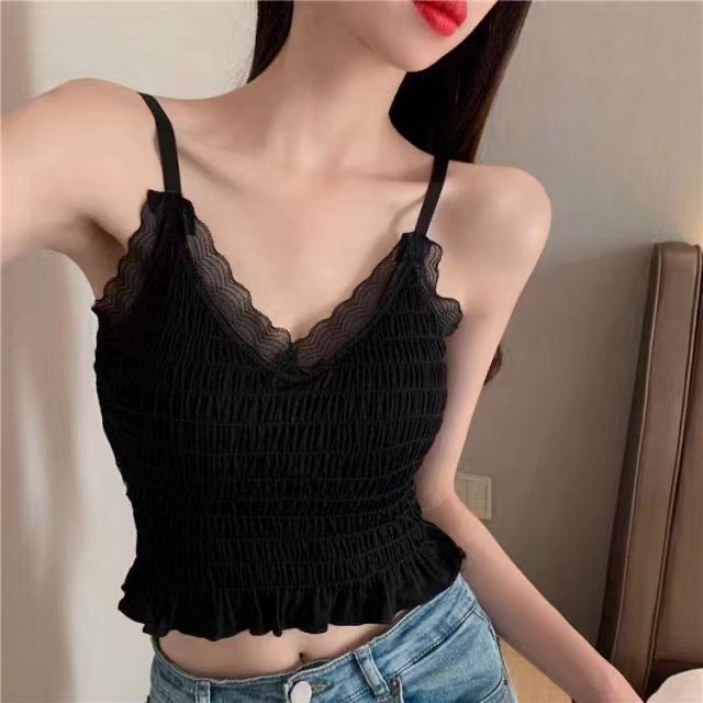 Title 3, Pleated Sling, Sexy Lace, V-neck, Mesh Belt, Ch...