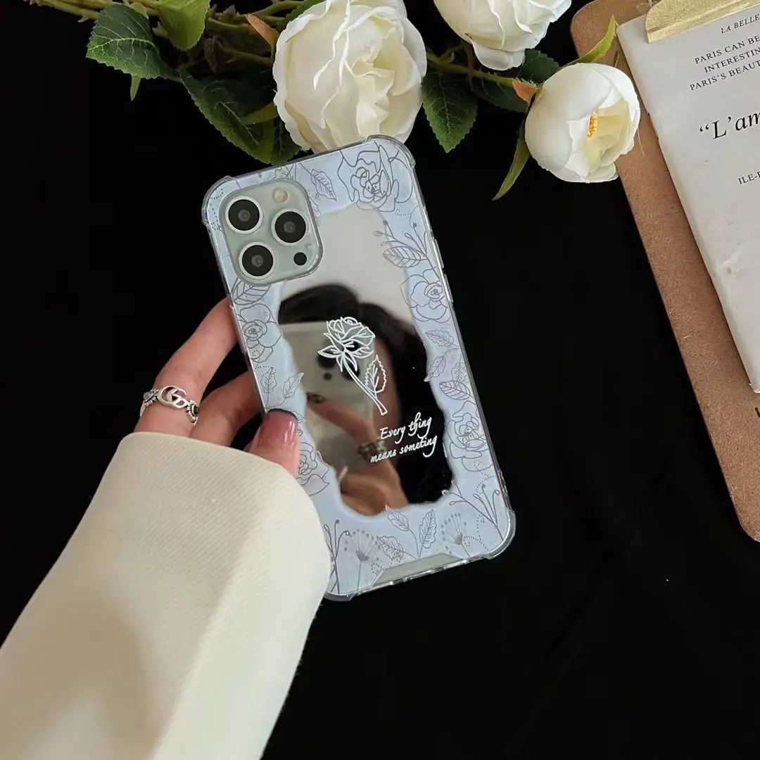 White Rose Mirror Mobile Phone Case Women's