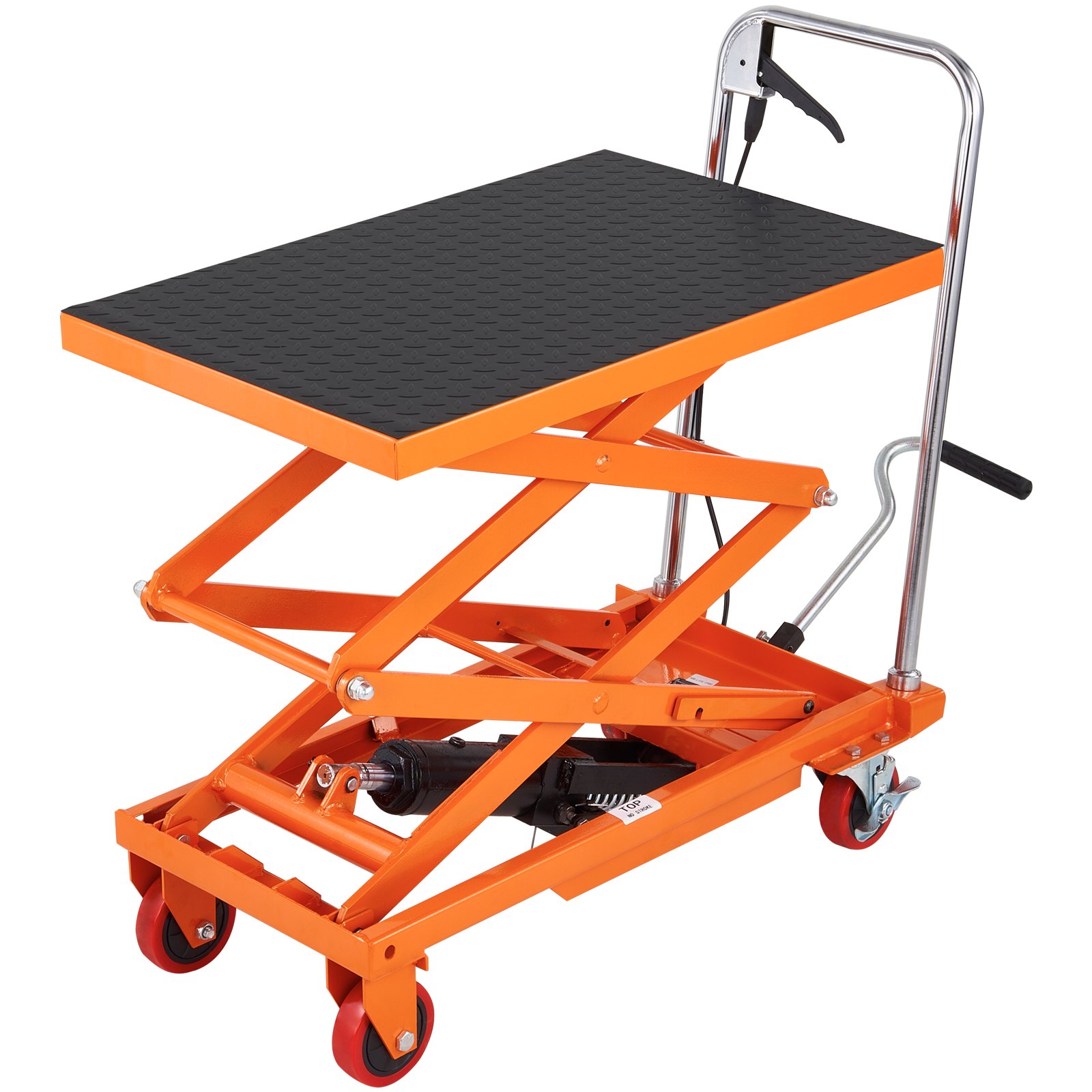 VEVOR Hydraulic Lift Table Cart, 330lbs Capacity  Lifting Height, Manual Double Scissor Lift Table With 4 Wheels And Non-slip Pad, Hydraulic Scissor Cart For Material Handling And Transportation image 7