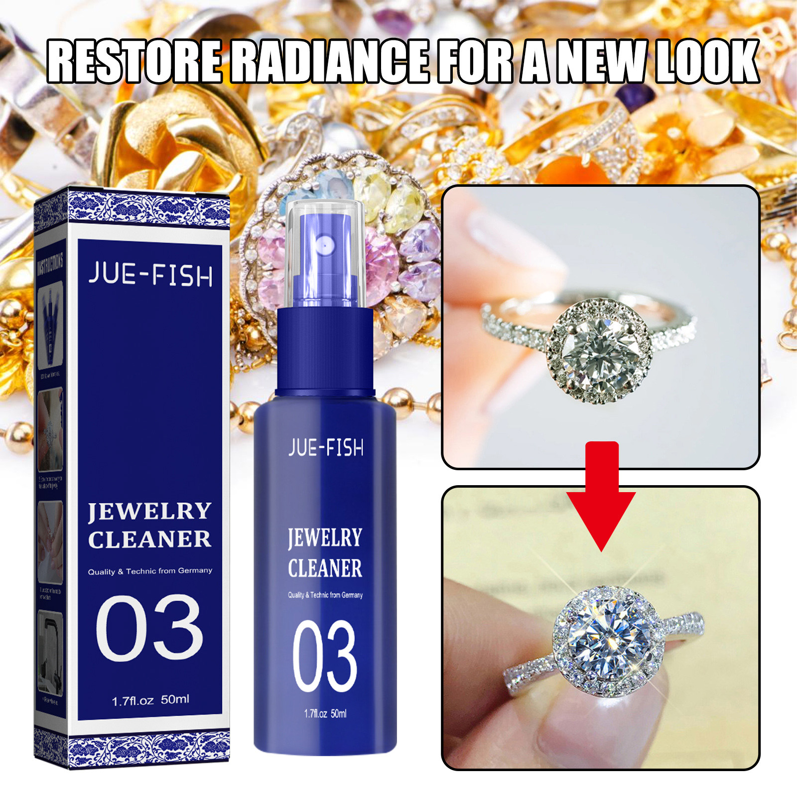 Jewelry cleaner cleaning diamond ring necklace gold cleaning rust removal and dust removal cleaner