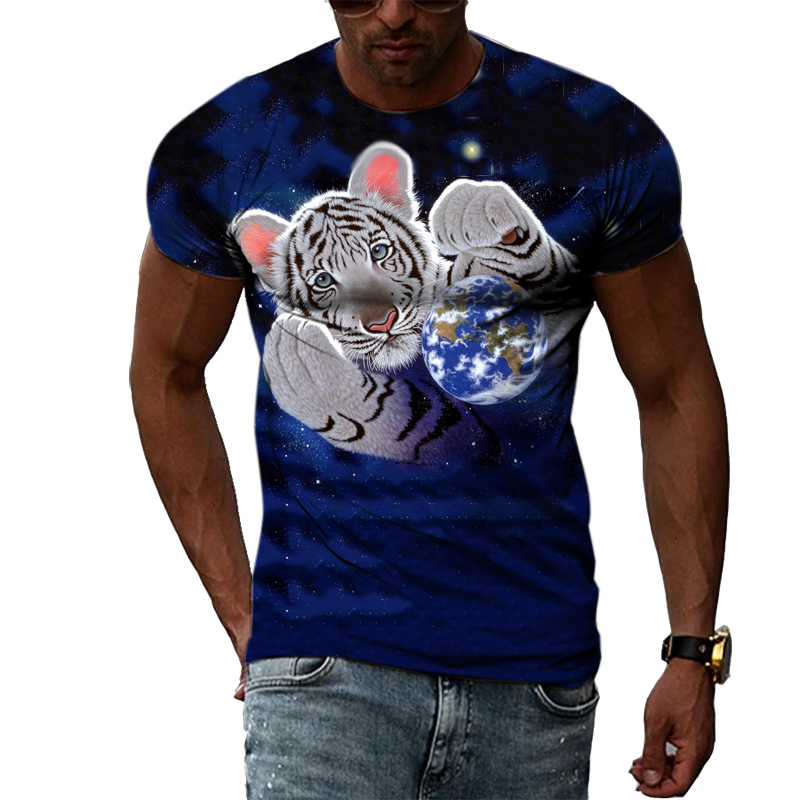 Title 4, Camiseta manga curta com estampa de tigre europ...