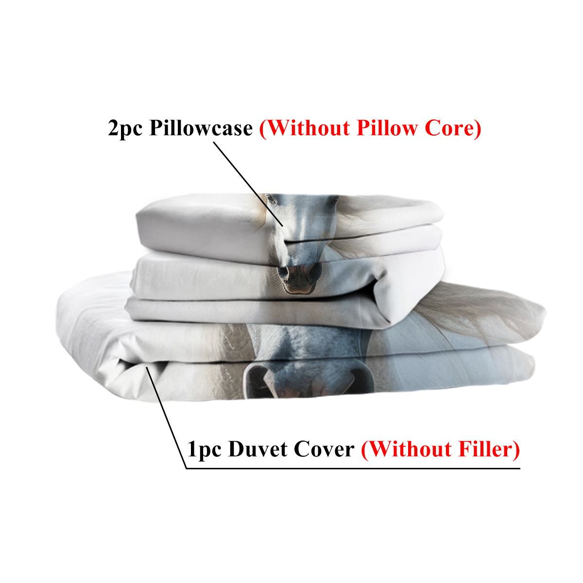 White Horse Bedding Set Horse Comforter Cover Set For Teen Boys Super Soft... 5