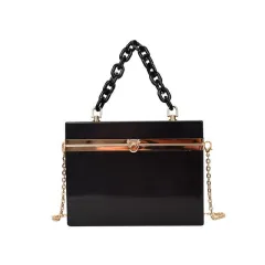 Lady Candy Color Acrylic Handbag Cute Box Messenger Bag Evening Clutch Bag Activity Chain - Black - View 1