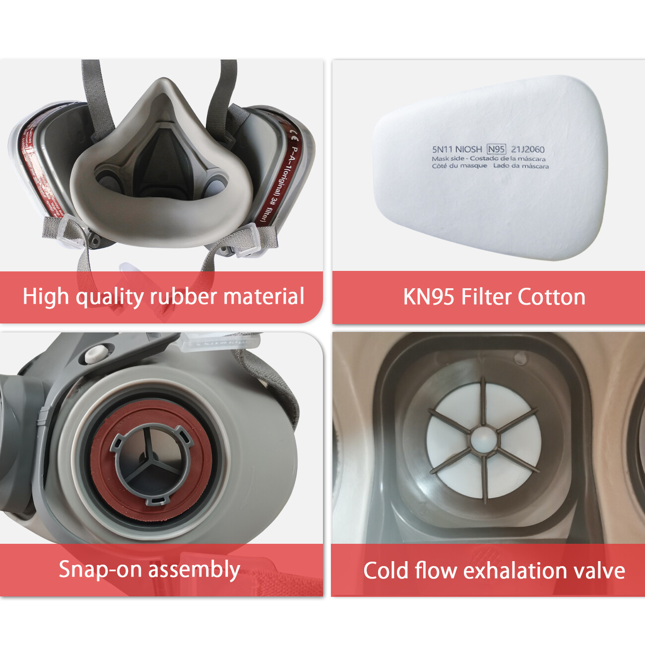 Half Face Gas Mask Respirator Facepiece Spray Painting 6200 Respirator Safety Protector 3