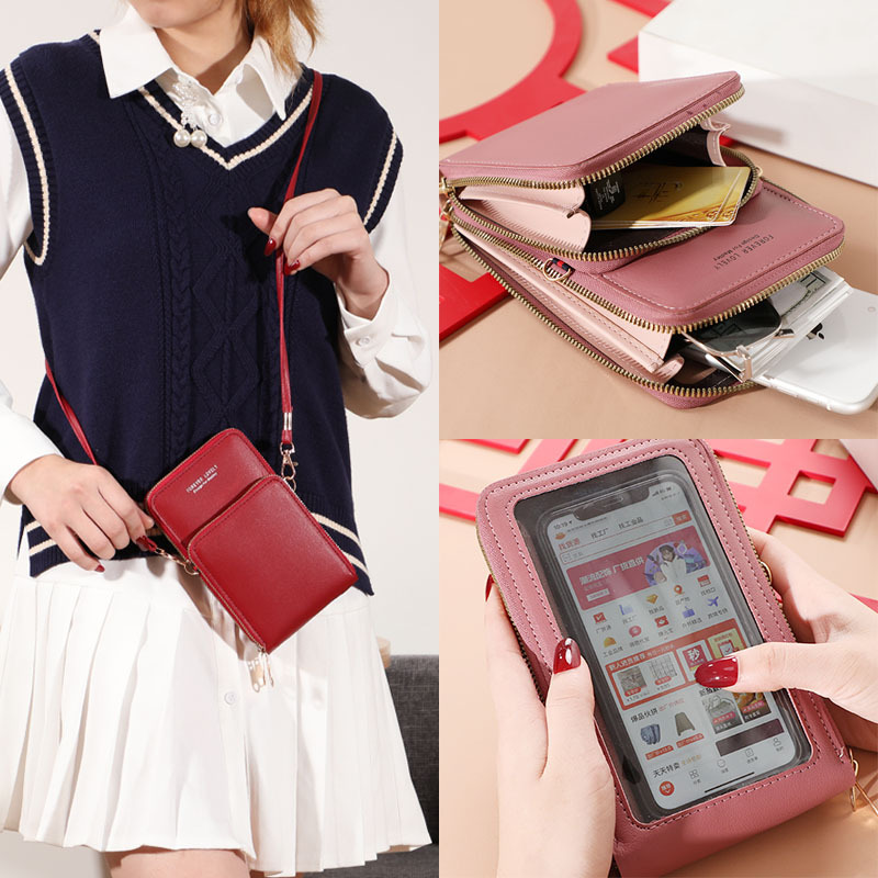 Pure Color Small Diagonal Bag Touch Screen Mini Wild Wallet - Image 6