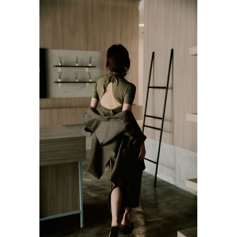 Women's Solid Color Knitted Bottoming Top