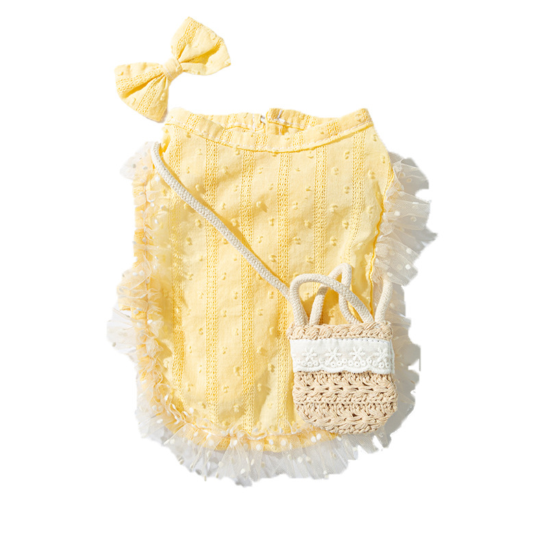 Dog Quiet Country Shoulder Bag, Small Dog On The Back Of The Feet, Ladylike Style Cat Pet Teddy Clothes Yellow - Shop at LoveMi
