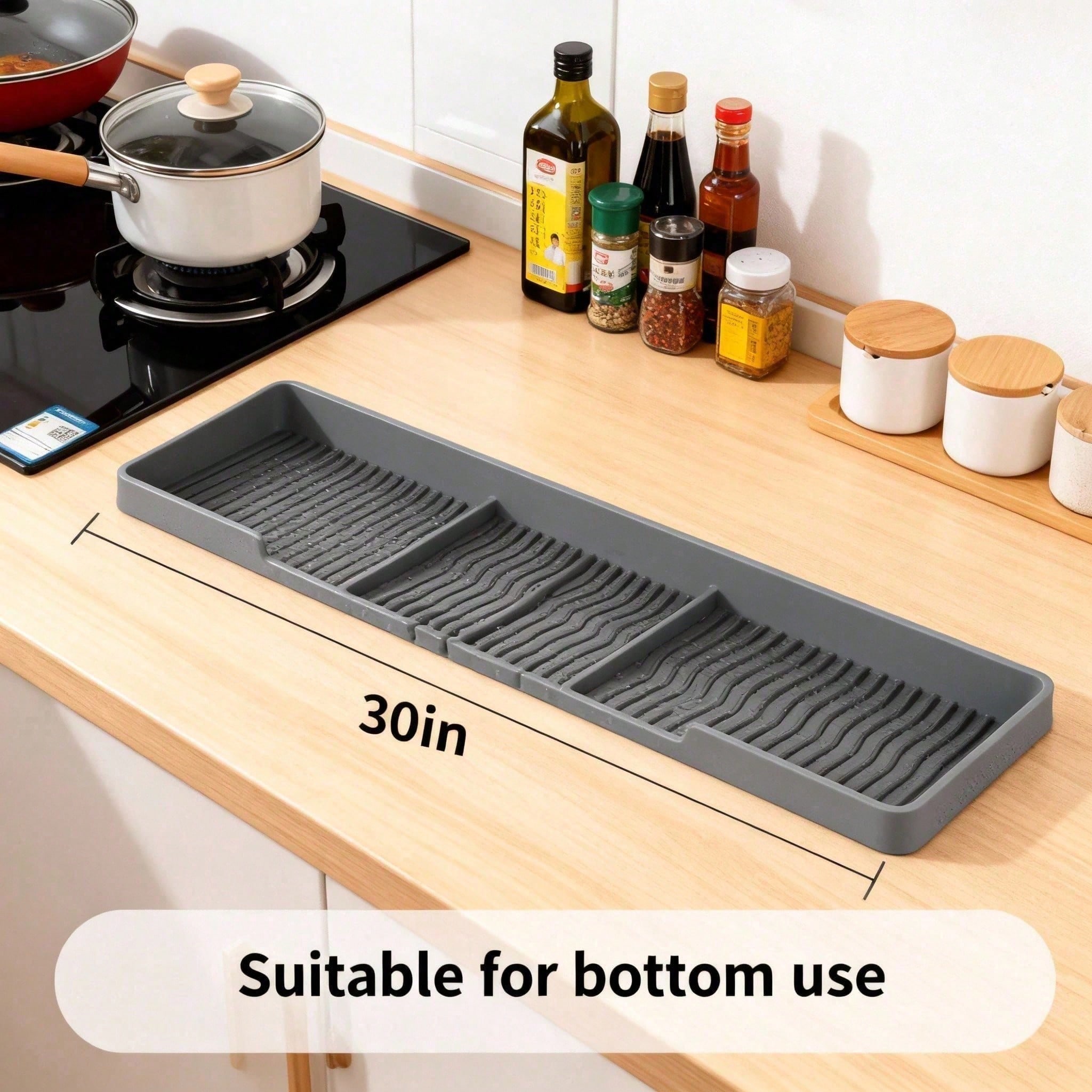 Heat Resistant 30inch Stove Back Rack, Space Saving Storage Solution To Declutter Your Kitchen Counter Stovetop.