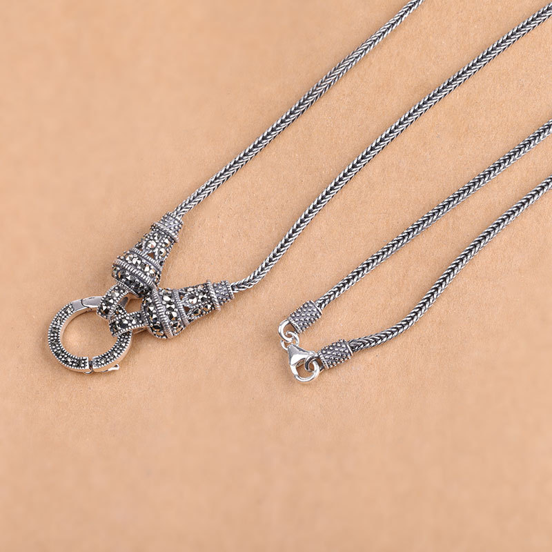 Retro Women's Thai Silver Fashion Rivet Necklace