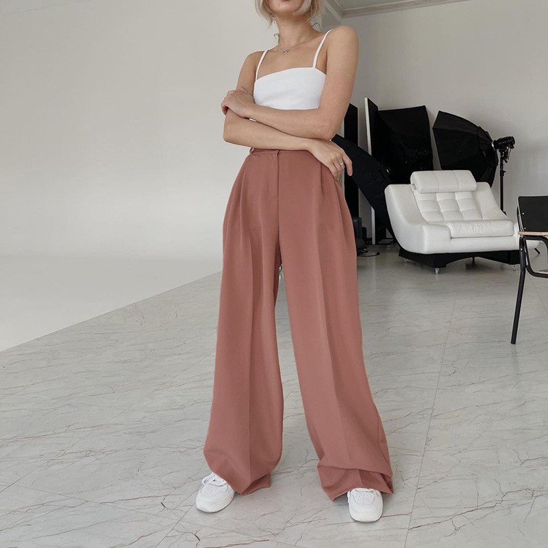 Summer European And Beautiful Wide-leg Pants Loose High Waist Drape Comfort