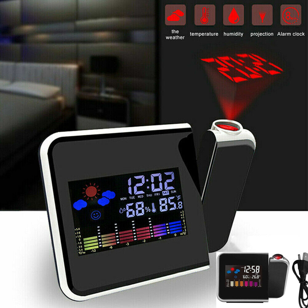 Smart Alarm Clock Digital LED Projector Temperature Time Projection LCD Display 10