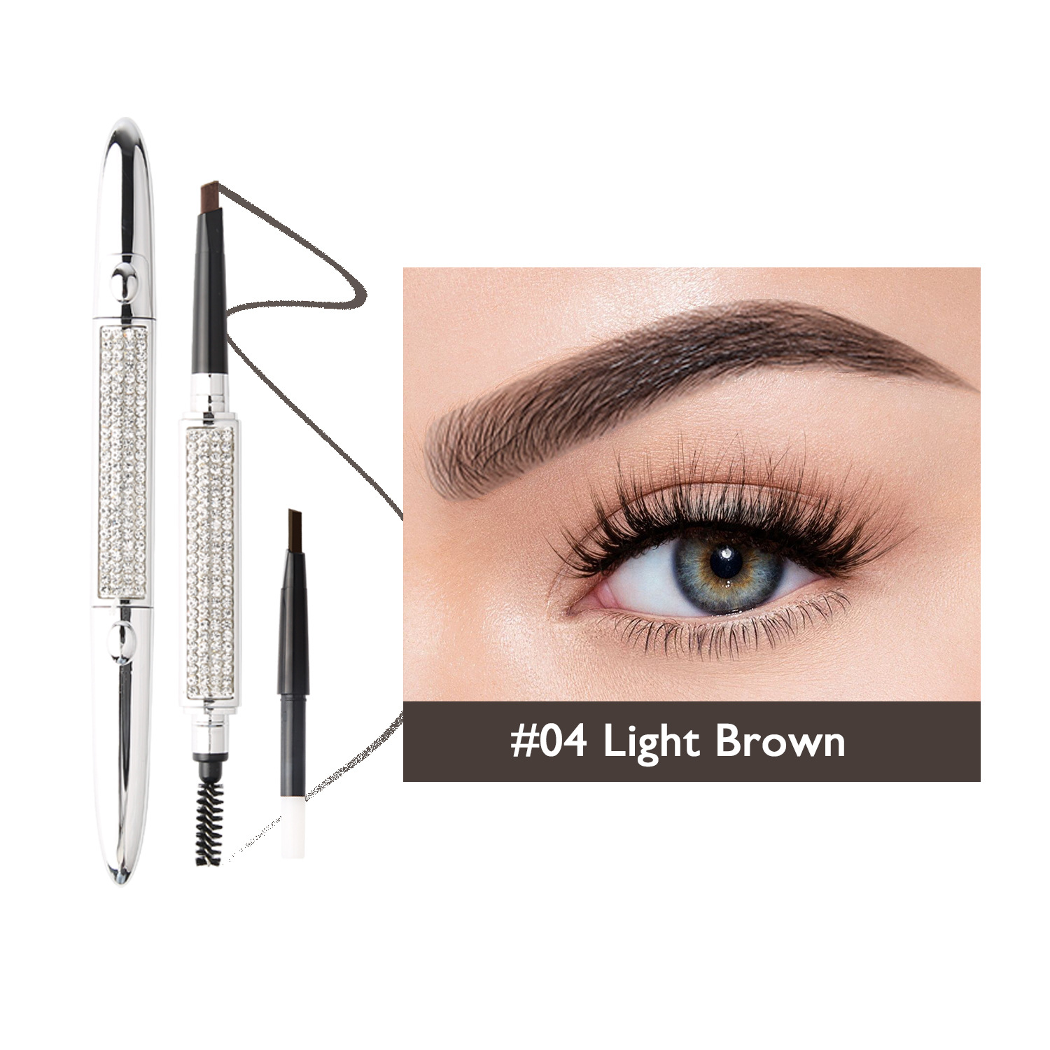 Sky Silver Tube Eyebrow Pencil Double Head Is Not Easy Dizzy Not Easy To Take Off Light Brown - Shop at LoveMi
