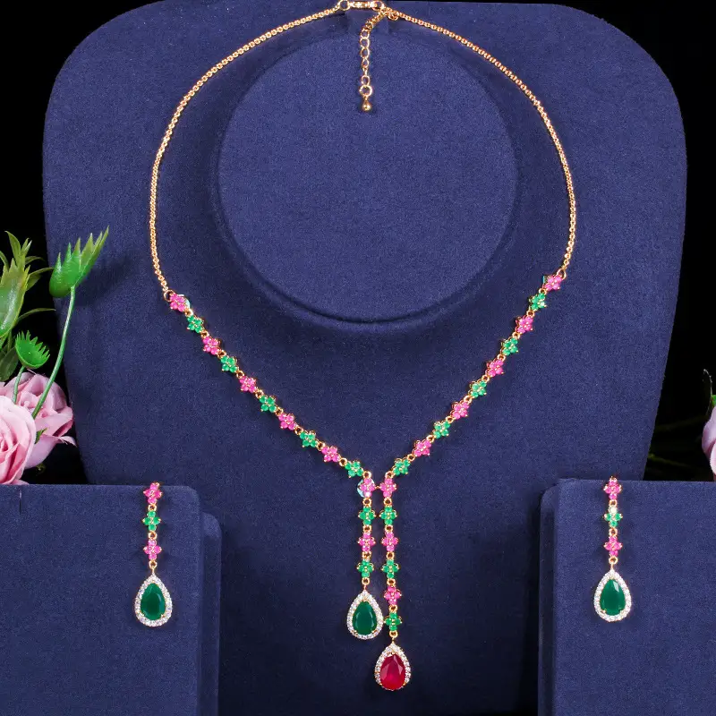 Women's Fashion Simple Necklace Earrings Two-piece Set