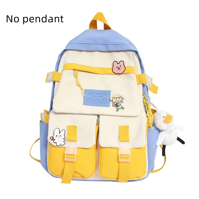 New Cute Female Student Backpack Large Capacity Travel Bag - Blue
