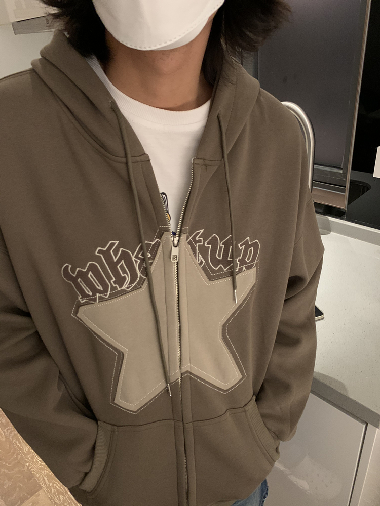 Five-pointed Star Paste Cloth Couple Loose Retro Coat Street Japanese Trend Hoodie