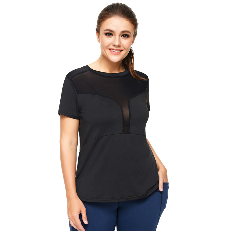 Title 4, Plus Size Sports T-sleeve Women Sexy Mesh Stitc...