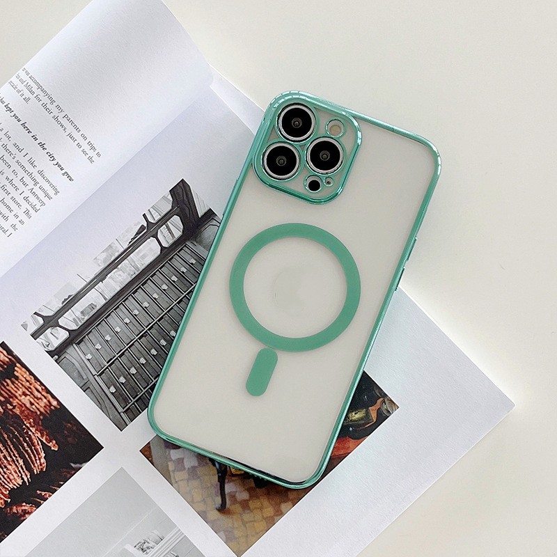 Magnetic Charging Mobile Phone Case With Plated Frame – Green, Iphone 11