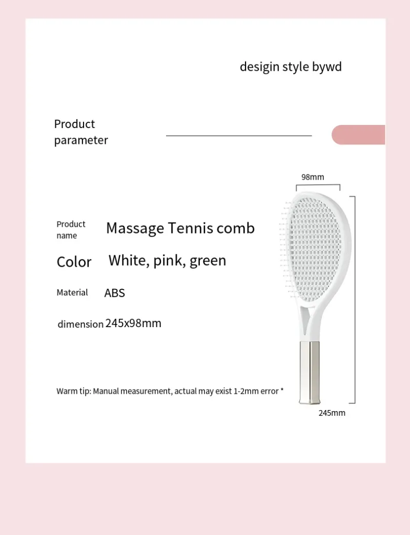 Hair Comb Tennis Racket Fluffy Combs High Skull Top Hair Artifact Airbag Cushion Massage Comb Barber Tools Hair Detangler Hairbrush For Thick Hair Self Cleaning Curly Hair Brush For Curly Hair – image 5