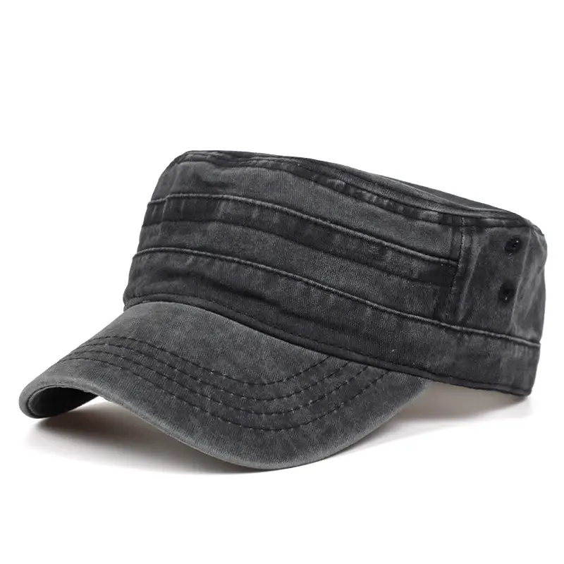 Spring And Summer Men's Solid-color, Washed-out, Retro Wide-brimmed, Simple And Fashionable Casual Flat-top Baseball Cap, Suitable For Outdoor Sports, Daily Com
