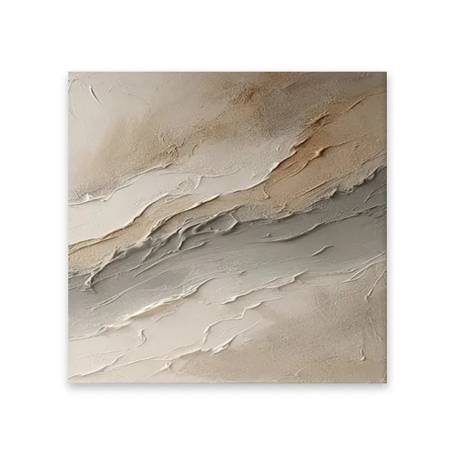 Hand Painted Oil Painting Canvas Wall Art Decoration Original Art Beige Grey Abstract Texture Waves For Home Living Room Decor Rolled Frameless Uns... Without Inner Frame - Shop at LoveMi