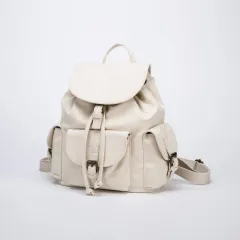 Sweet And Cute Simple Ins Strap Drawstring Backpack - Beige - View 1