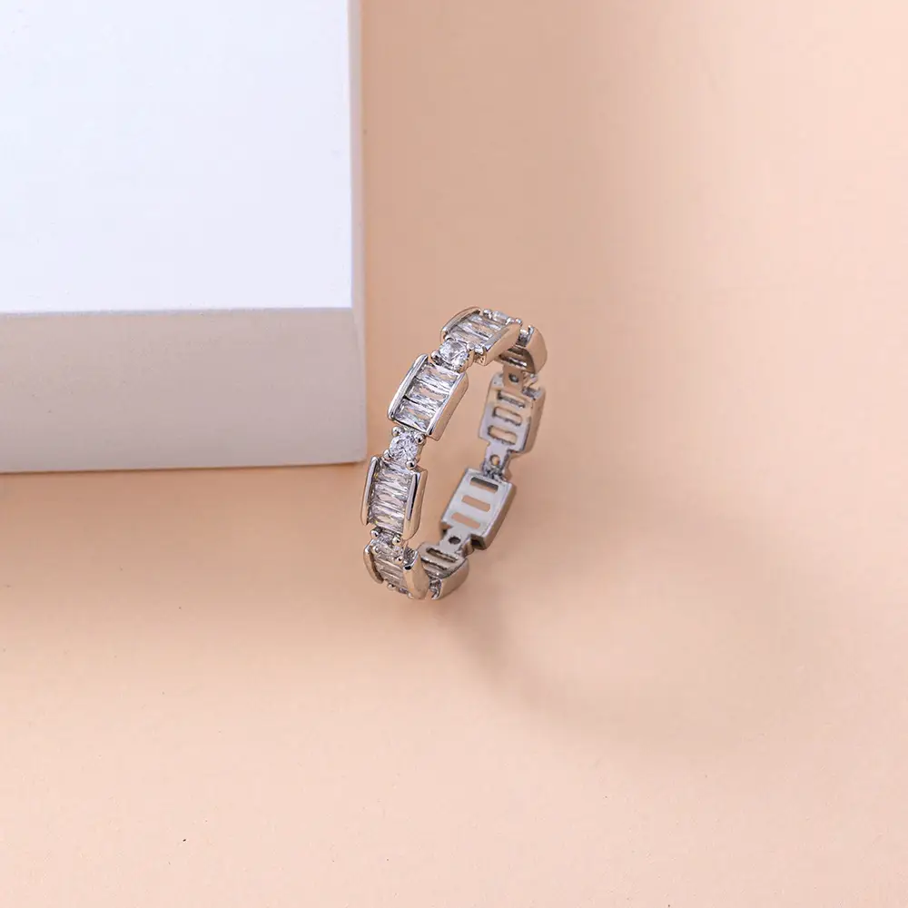European and American cross-border fashion Aegean Sea micro-inlaid zircon square ring jewelry ring accessories female ring jewelry