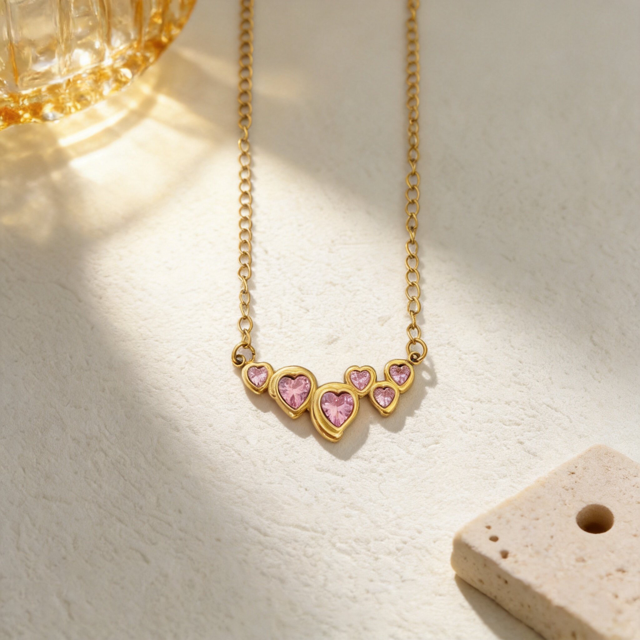 Stainless Steel Heart-shaped Pendant Necklace With Zircon Inlay — view 5
