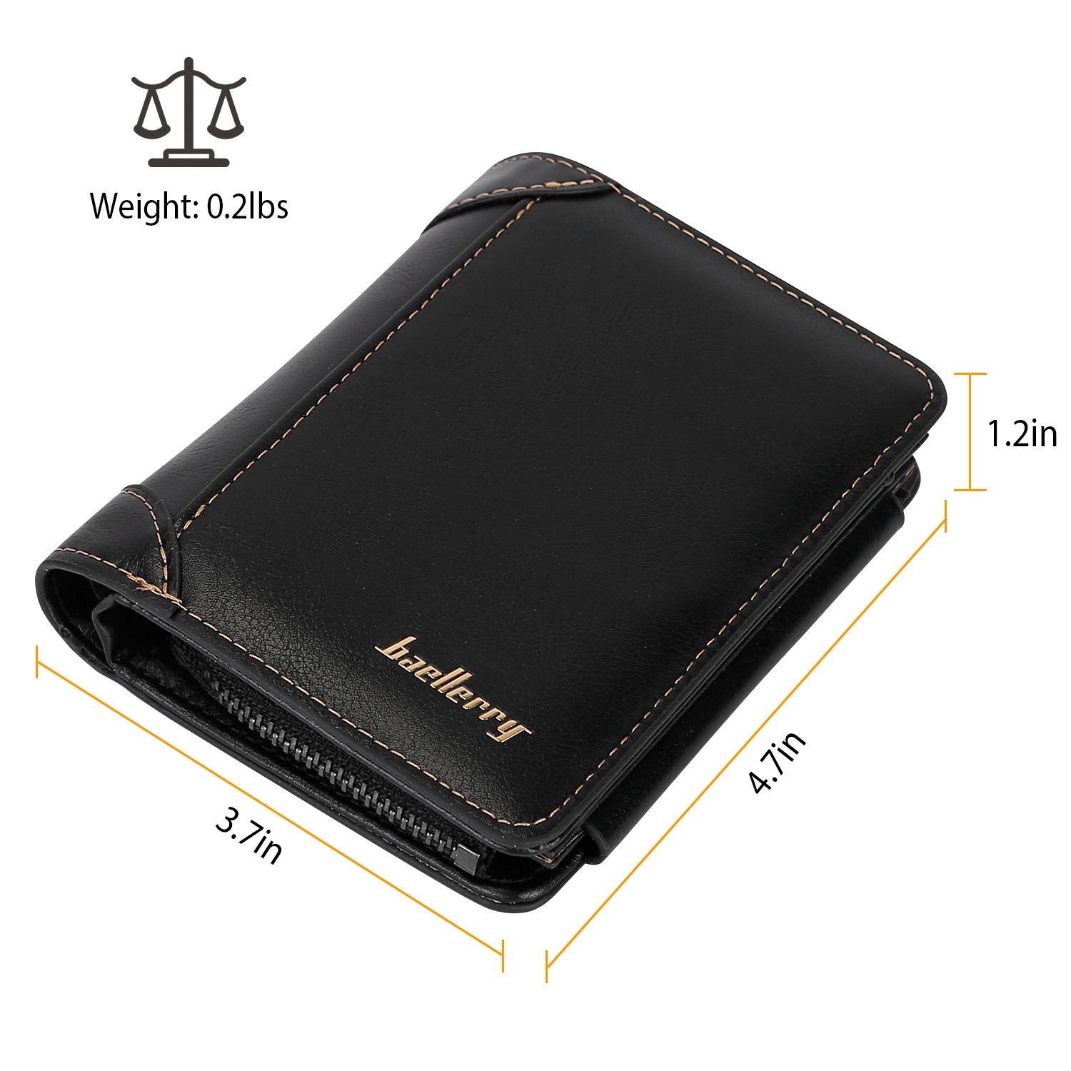 1Pc Men Leather Wallet ID Card Holder Purse Trifold Clutch Money Zipper With ID Window 14 Credit Card 1 ID Card - Bags & Accessories