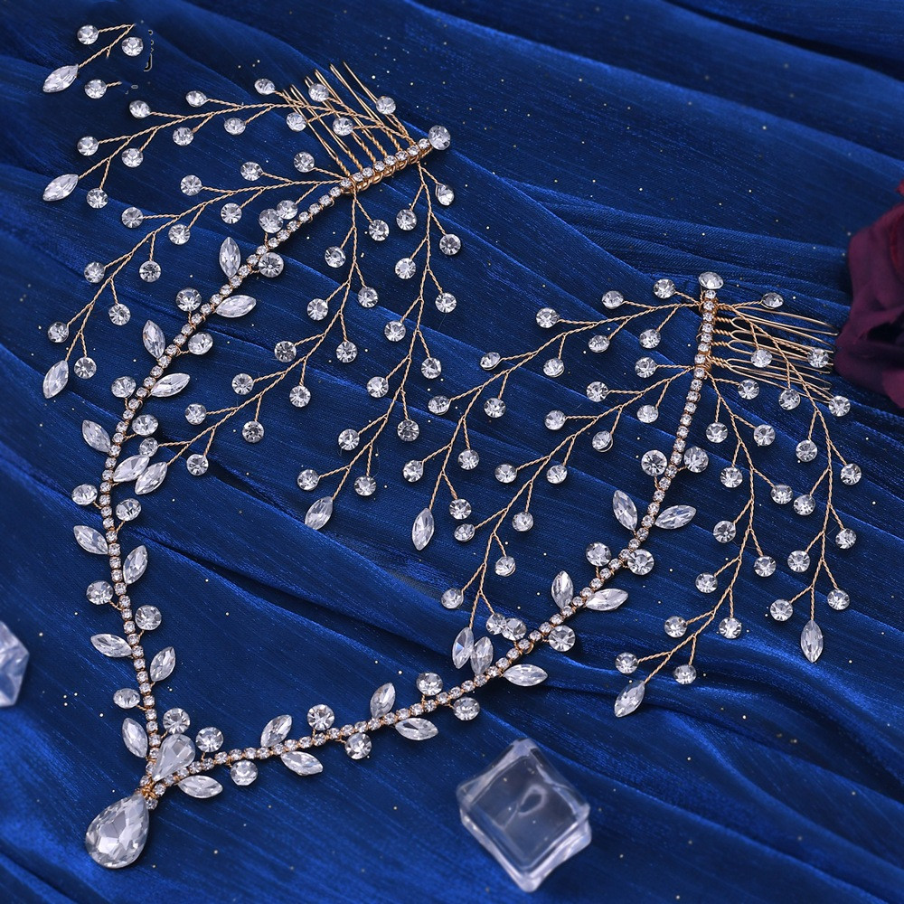 Bridal Tiara Rhinestone Wedding Hair Accessories Gold - Shop at LoveMi