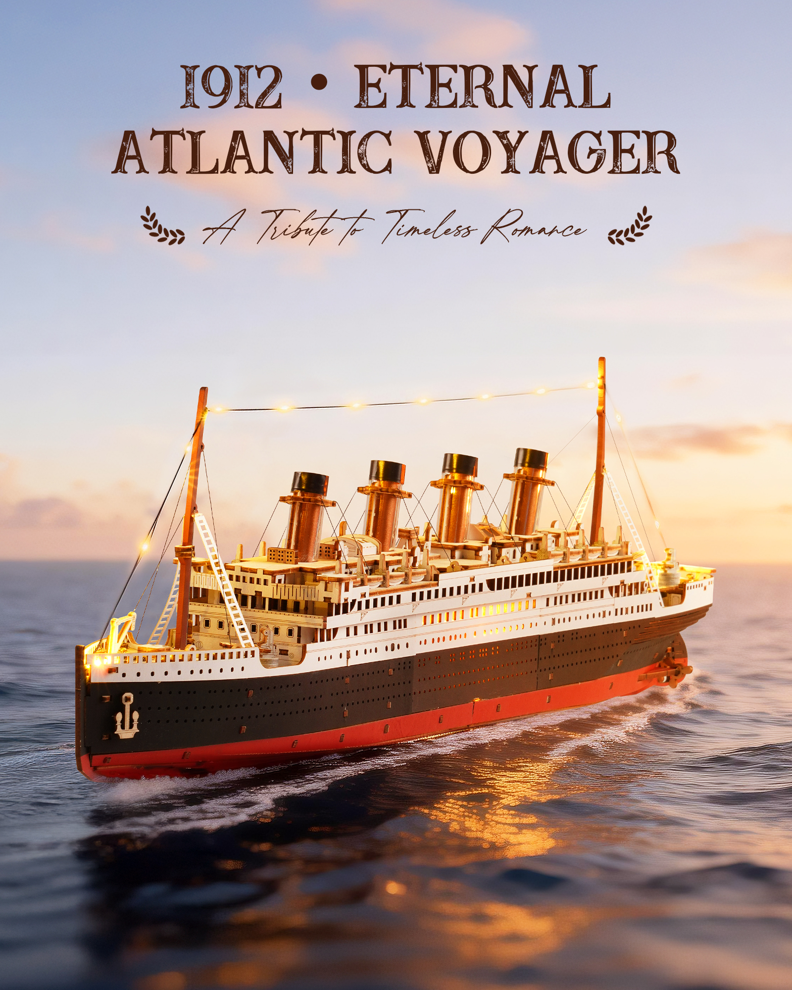 ROBOTIME 1912 Eternal Atlantic Voyager Ship Model