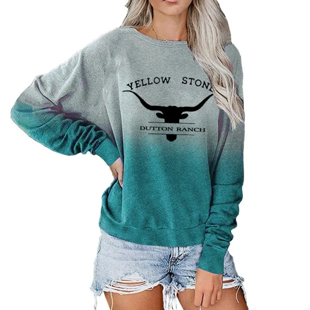 European And American Long sleeved Round Neck 3D Printed Casual Sweater Women 11Color M - Shop at LoveMi