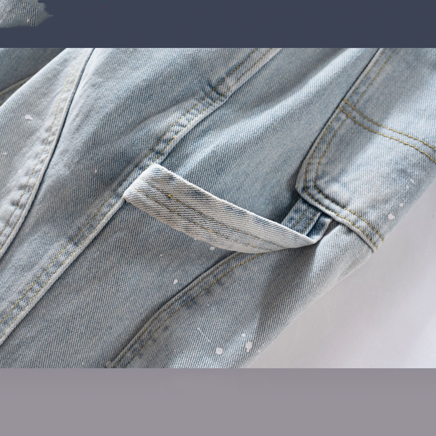 Men's Tie-Up Zip-Up Jeans Wide Leg