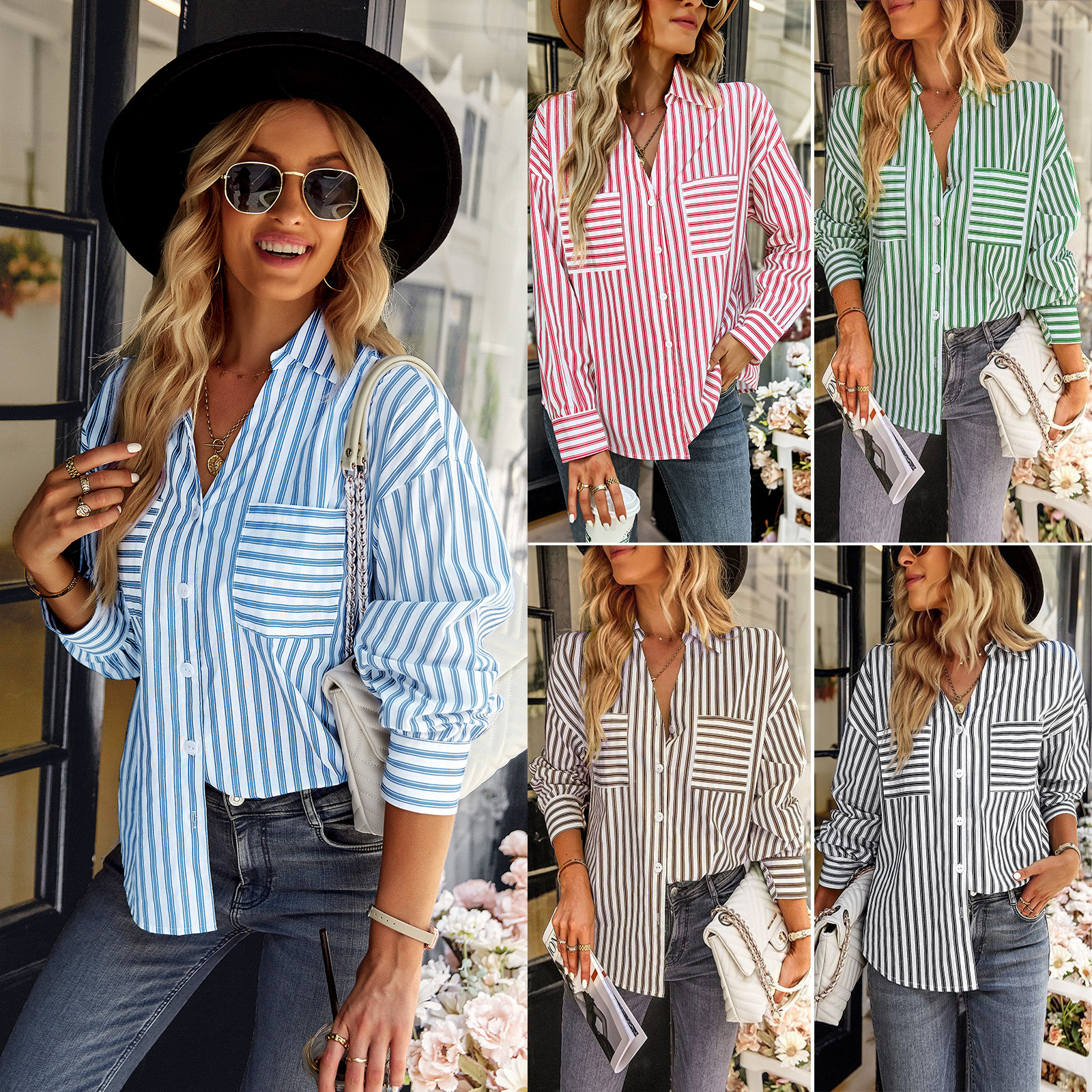 Title 5, Womens Fashion Casual Striped Shirt Top, Comfo...