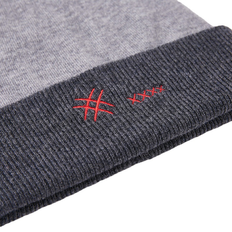 Trendy Men's Autumn And Winter Spotless Dome Fashion Embroidered Letters Warm Knitted Hat