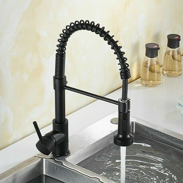Modern Kitchen Pull Out Mixer Tap Dual Spout Spray Monobloc Sink Chrome Faucet