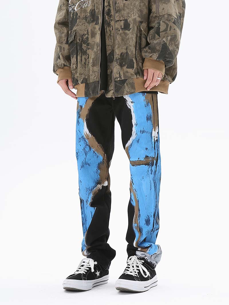 Title 5, Graffiti Loose Fashion Jeans für Herren mit Far...