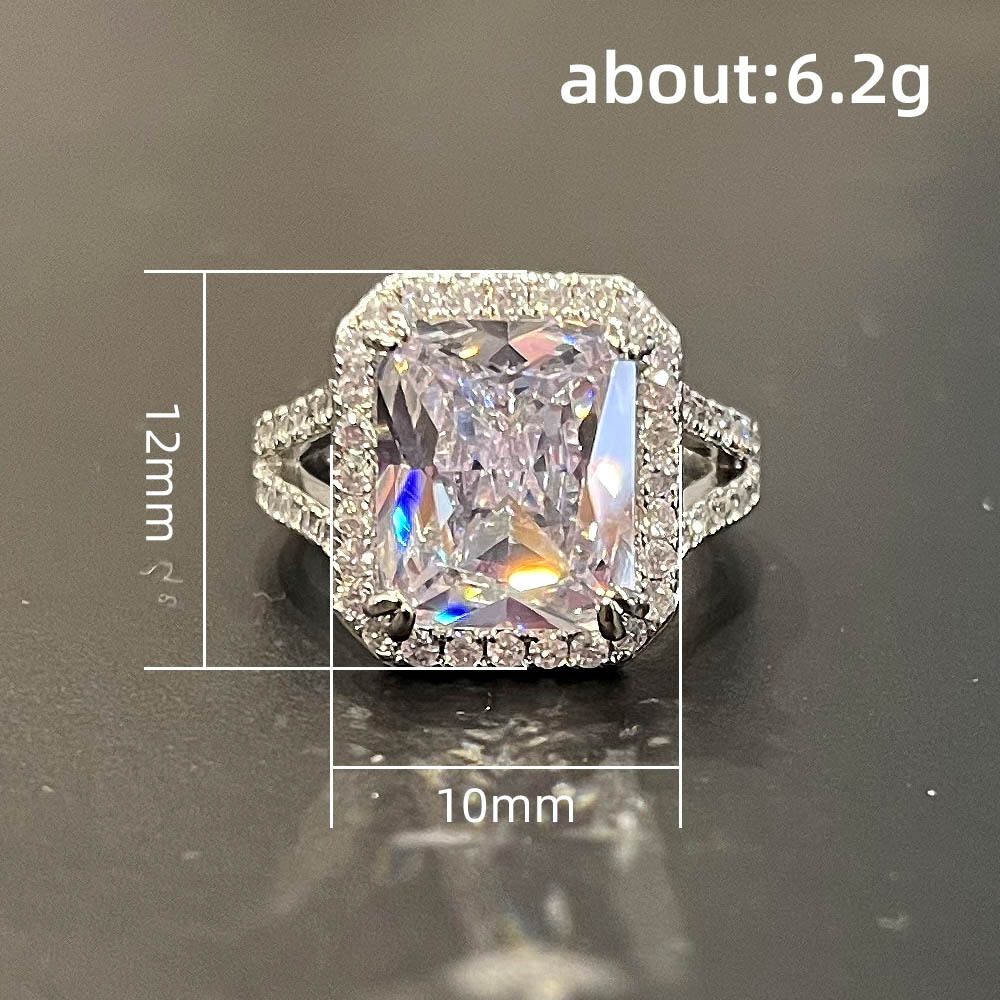 Hand Ornament 3A Square Diamond Zircon Ring