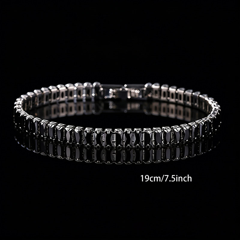 Luxury Black Zircon Tennis Bracelet Elegant Geometric Brass Jewelry Women Party Wedding Daily Statement Access