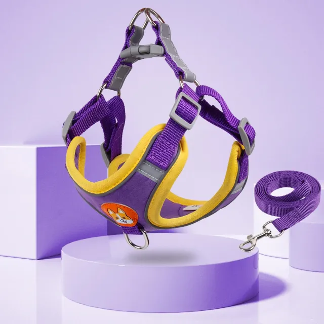 New Dog Leash And Harness Set Pet Dog Harness And Leash Set Adjustable Puppy Cat Harness Vest Reflective Walking No Pull Lead Leash For Small Dogs ... Purple - Shop at LoveMi