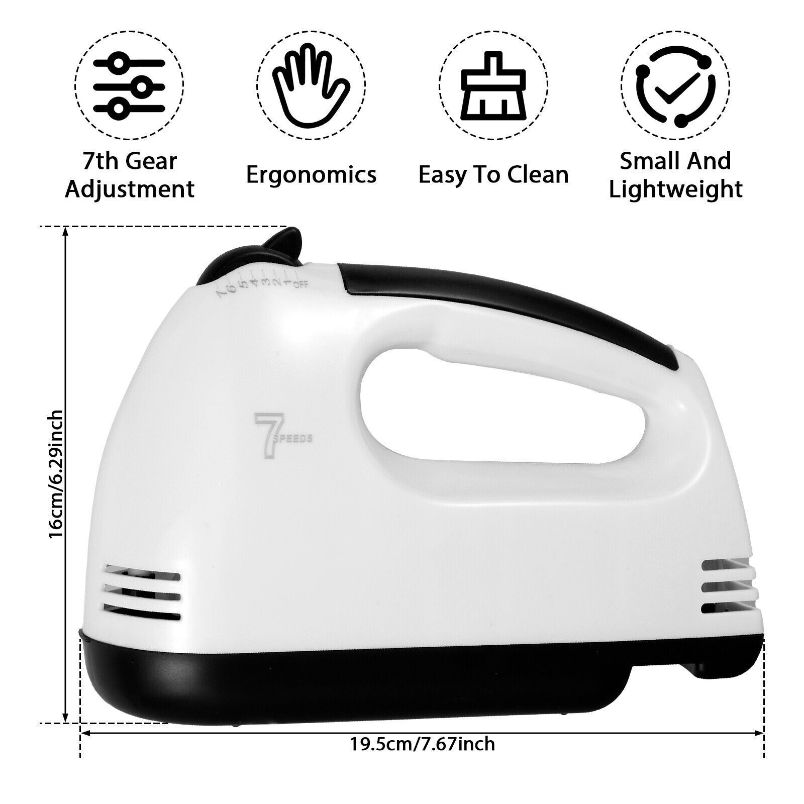 Electric Handheld Whisk 7 Speed Hand Mixer Kitchen Egg Beater Cream Cake Blender — image 8